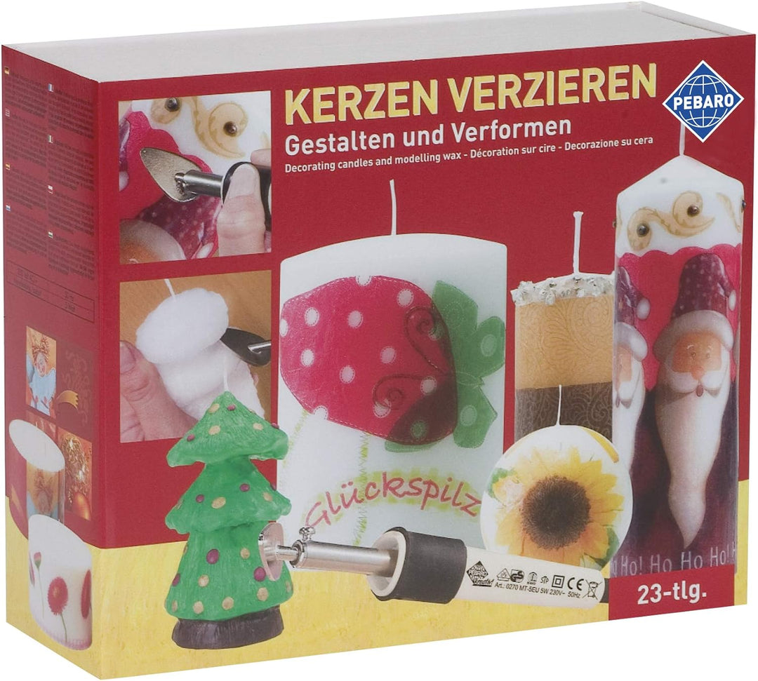 Pebaro 0277W Geschenkset zum Verzieren von Kerzen: Kerzenkolben, Minibügeleisen, Messingbürste, Schr