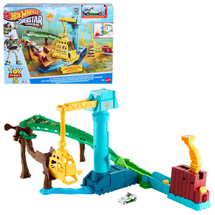 Hot Wheels Spielzeugauto Trackset, Disney Pixar Toy Story 5 Superstar Speeders Hi-Tech Buzz Lightyea