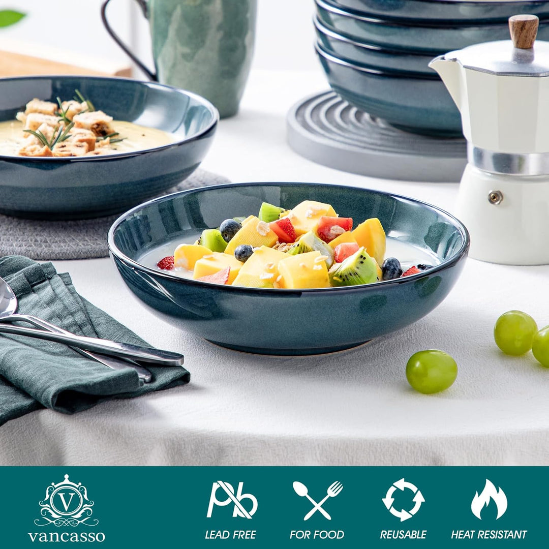 vancasso Stern Suppenteller 6er Set, 1140 Ml grossen Pastateller, Spaghetti Tiefteller, Nudelschalen