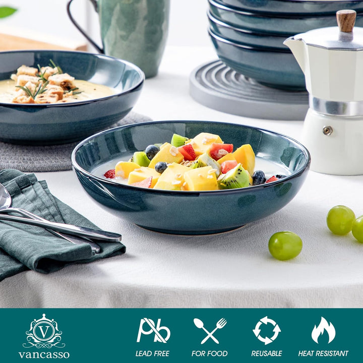 vancasso Stern Suppenteller 6er Set, 1140 Ml grossen Pastateller, Spaghetti Tiefteller, Nudelschalen