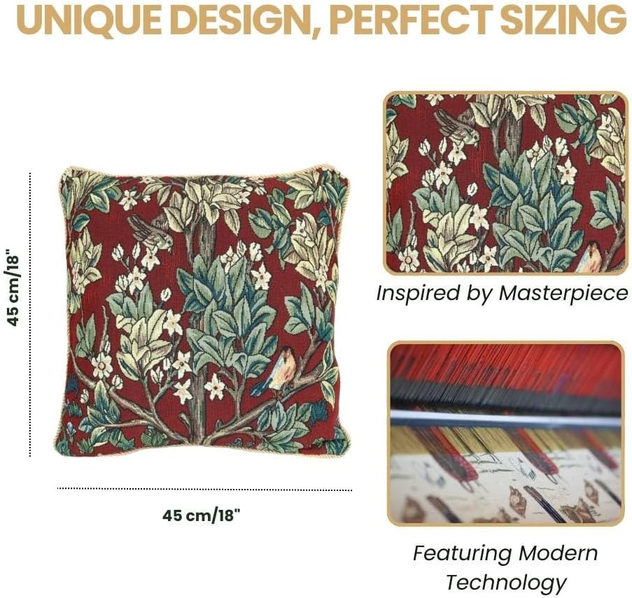 Signare Designer Ungewöhnlich Kissenbezug/Kissenhüllen 45x45cm Tapisserie Blumen Sofakissen - Willia