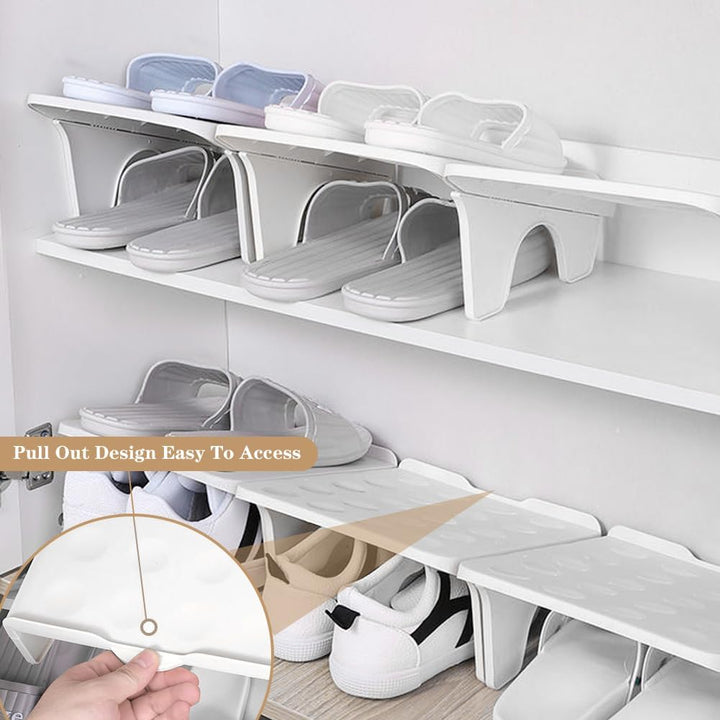 Schuhstapler rutschfeste Schuhschlitze,4 Stück Schuhstapler Platzsparen Doppelschicht Schuhregal Sch