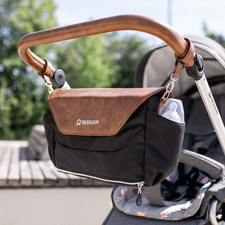 Gesslein Praktischer Organizer für den Kinderwagen in Lederoptik, schwarz