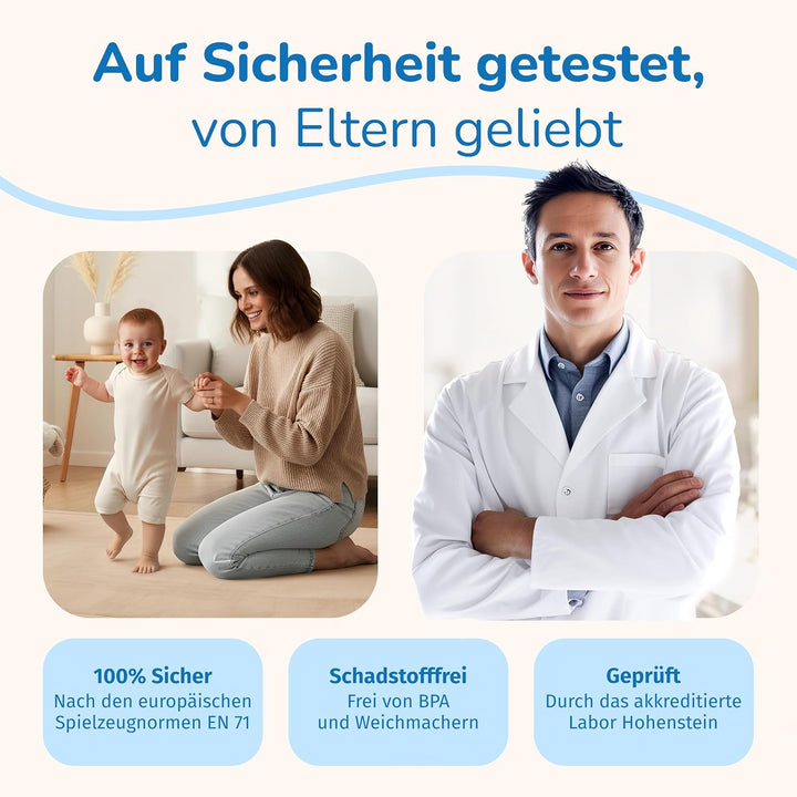 BabybeFun Krabbelmatte Baby - kuschelig weich - 3cm Dicke Spielmatte - schützt vor Stössen - Teppich
