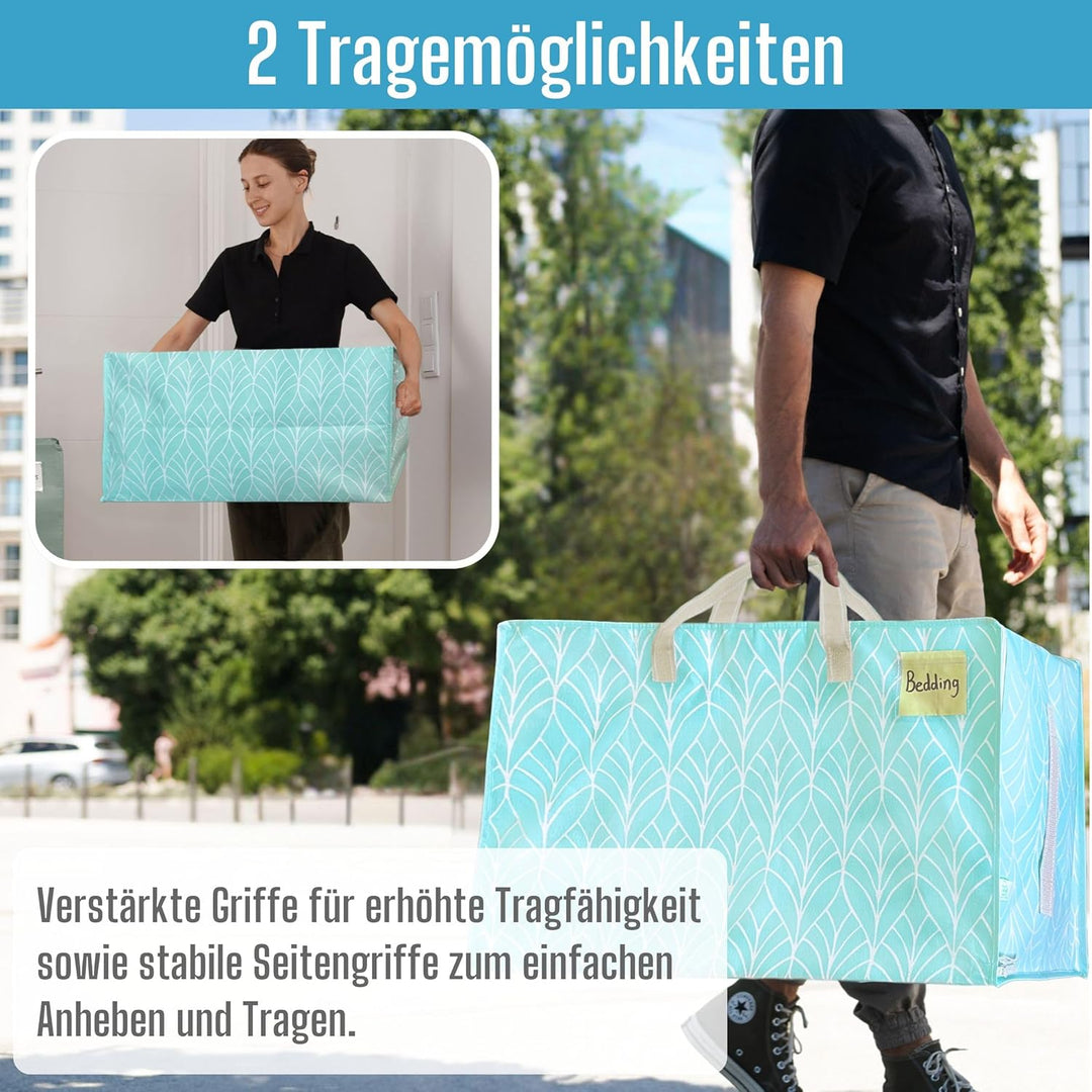 VENO 102 Liter Grosse Aufbewahrungstasche mit Deckel, Strapazierfähige Griffe und Reissverschlüssen