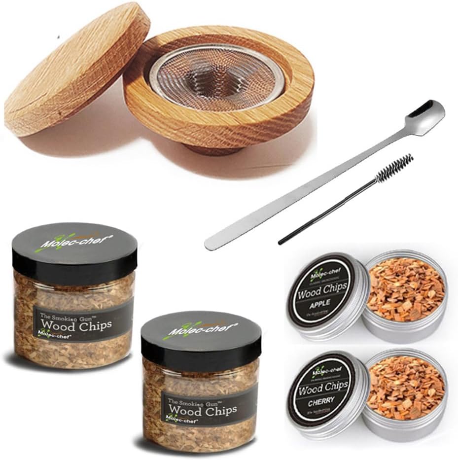 Cocktail-Räucher-Kit mit Fackel, Whiskey-Räucher-Kit mit 8 Geschmacksrichtungen, Räucherholzspäne, a
