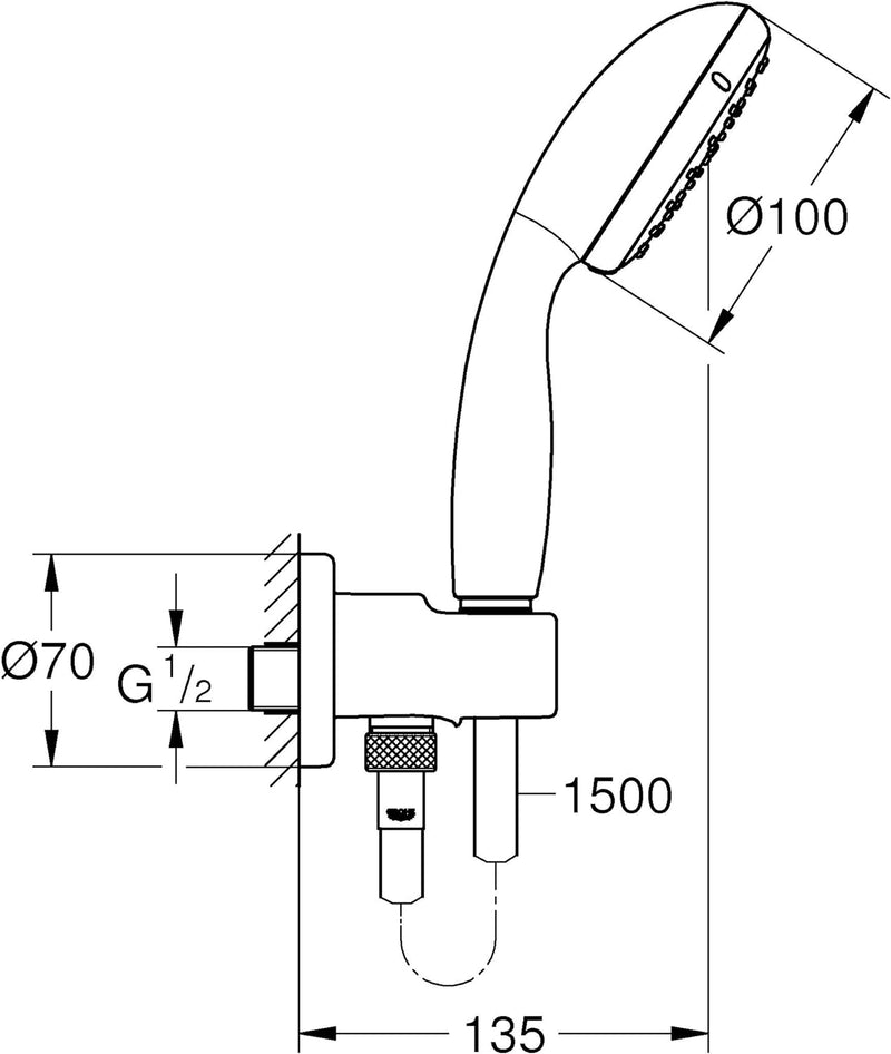 GROHE Tempesta 100 Wandhalterset (wassersparend, 2 Strahlarten, Antikalk- System, langlebig), chrom,