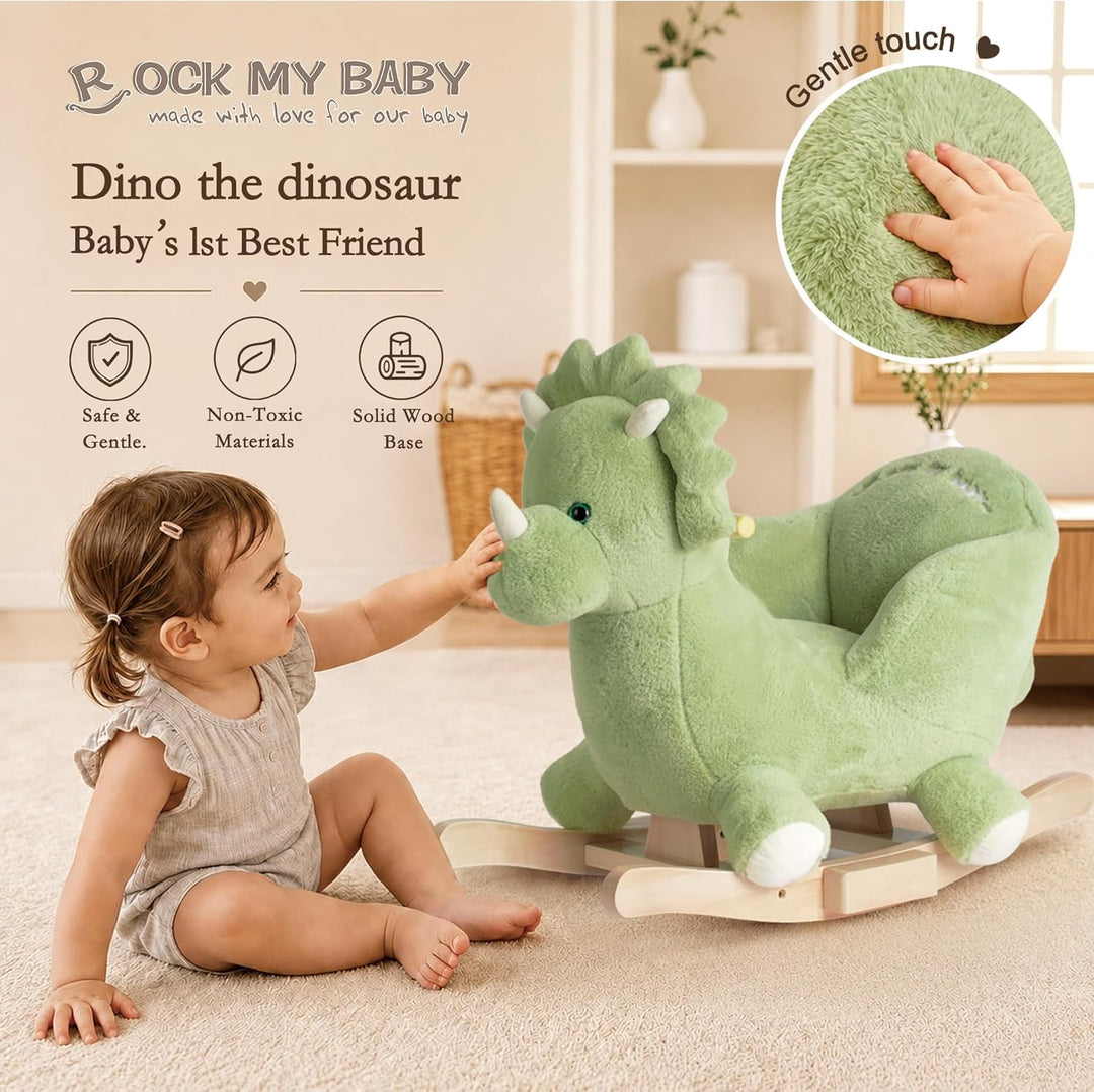 Plüsch Rocking Horse -Schaukeltier Schaukelpferd Schaukelspielzeug，CE、CPC Zertifizierung(Grün), grün
