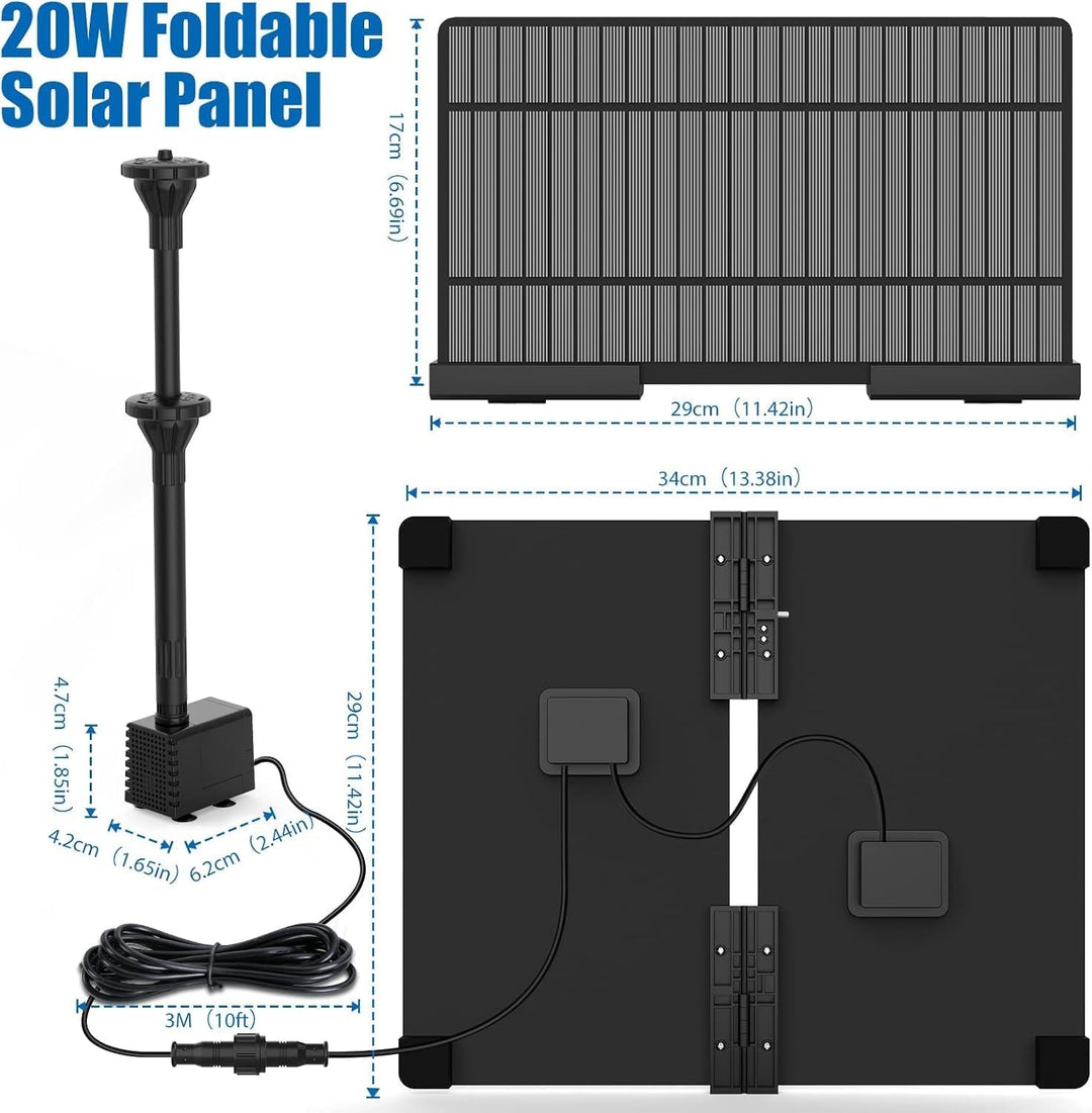 AISITIN 20W DIY Solar Springbrunnen 2022 Neuestes Upgrade Falten Solar Teichpumpe mit verstellbarem