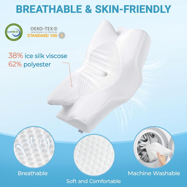 Elviros Orthopädisches Kopfkissen aus Memory Foam, Seitenschläferkissen Nackenstützkissen, Kopfkisse