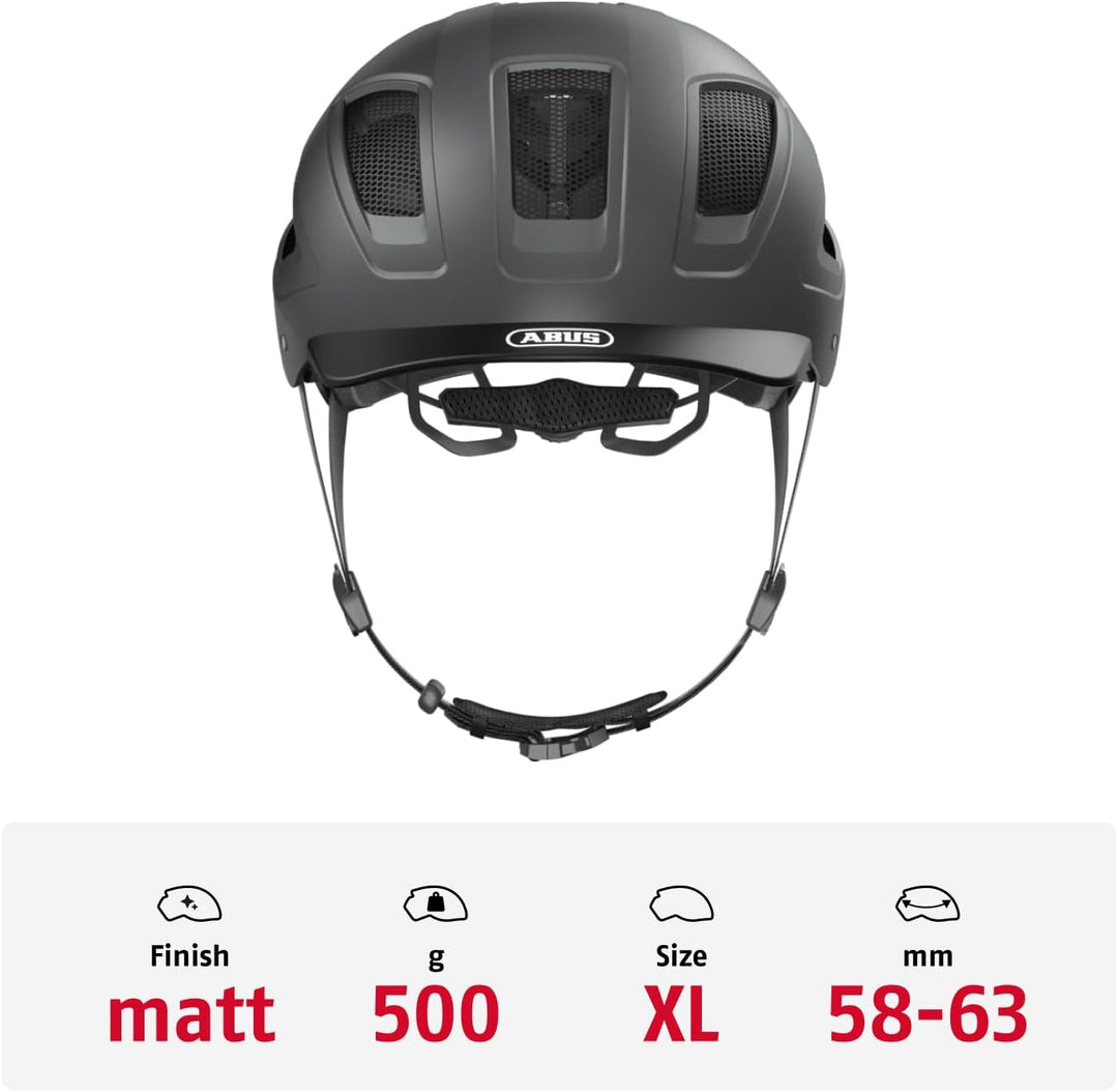 ABUS Stadthelm Hyban 2.0 - Fahrradhelm mit Rücklicht, ABS-Hartschale, guter Passform - für Damen und