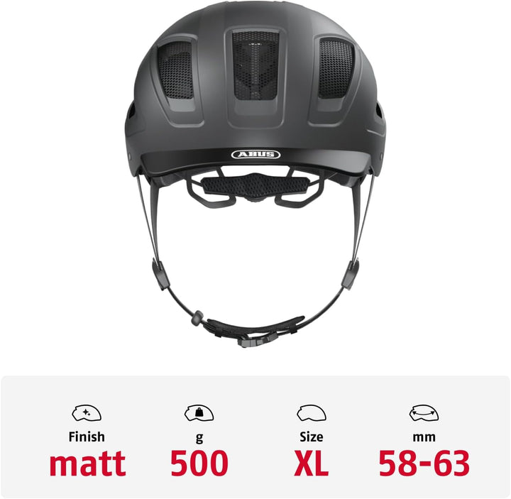 ABUS Stadthelm Hyban 2.0 - Fahrradhelm mit Rücklicht, ABS-Hartschale, guter Passform - für Damen und