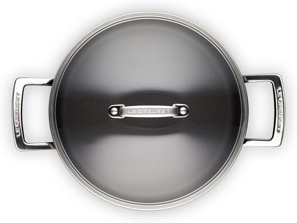 Le Creuset Aluminium-Antihaft Fleischtopf mit Glasdeckel, Ø 24 cm, Für alle Herdarten inkl. Induktio