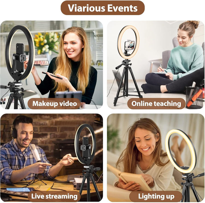 Aureday Ringlicht mit 50-Zoll-Stativ für Live-Stream, Makeup, YouTube-Video, Fotografie - Selfie-Lic