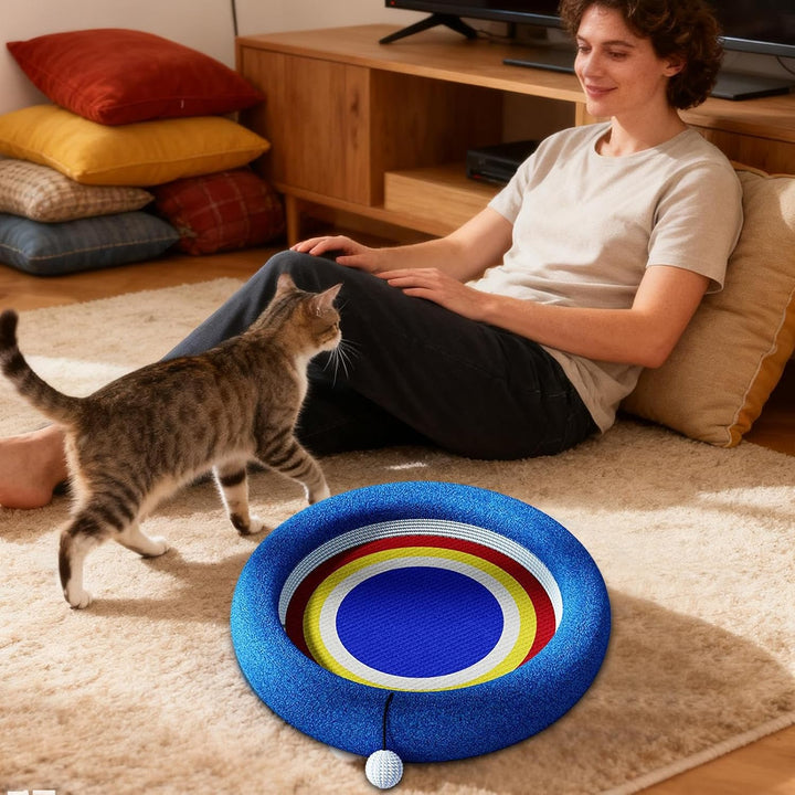 Katzenkratzbrett | Sisal Interaktive Spielzeuge Bett,Runde Katzenkratzmatte Nest | Für Kleine Und Mi