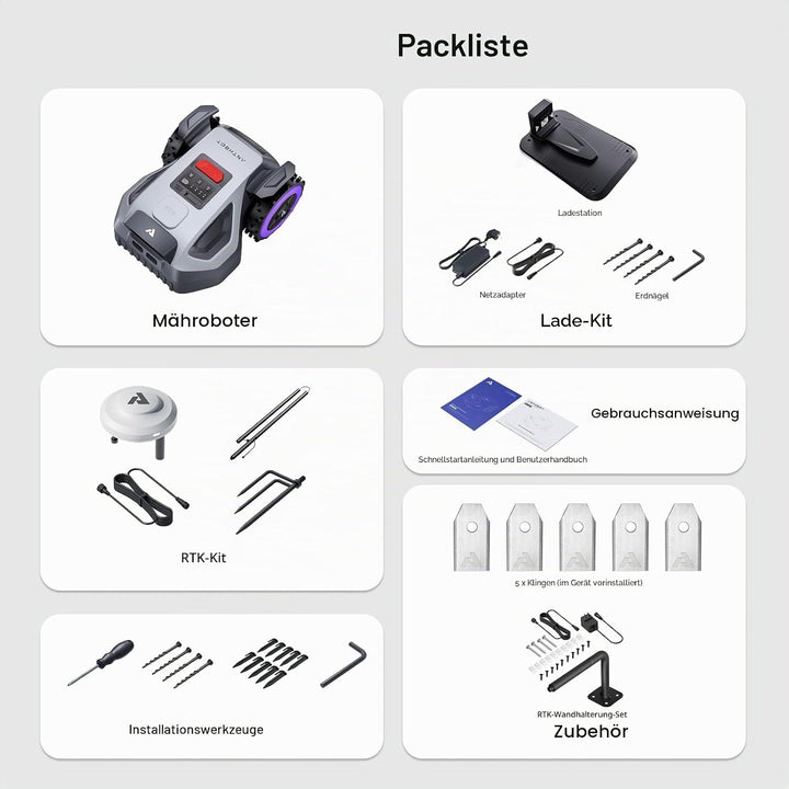 ANTHBOT M9 Rasenmähroboter, kabellos, NetRTK, 4G, Akku 5000 mAh, empfohlen 1000 m², maximal 1200 m²,