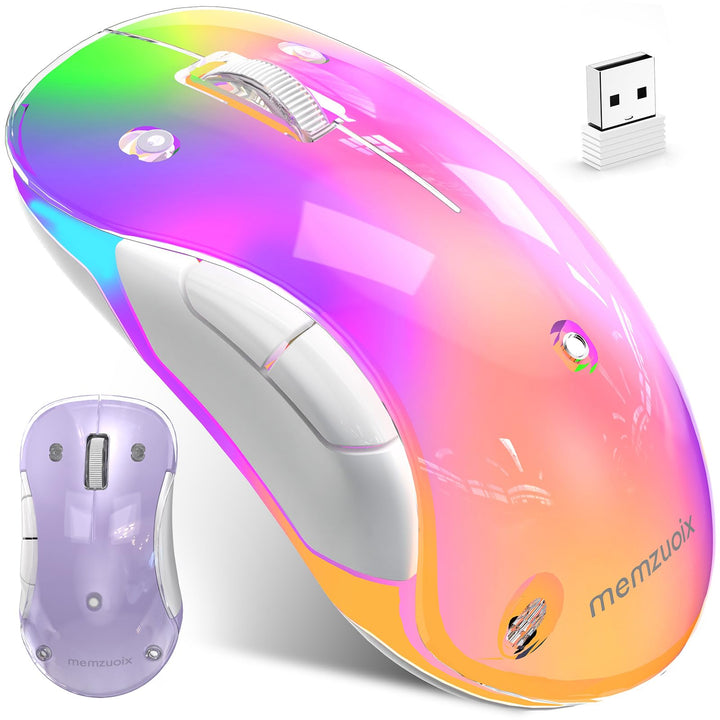 memzuoix LED Kabellose Maus – Wiederaufladbare 2.4G Optische Maus mit Magnetischer Abdeckung, Sanfte