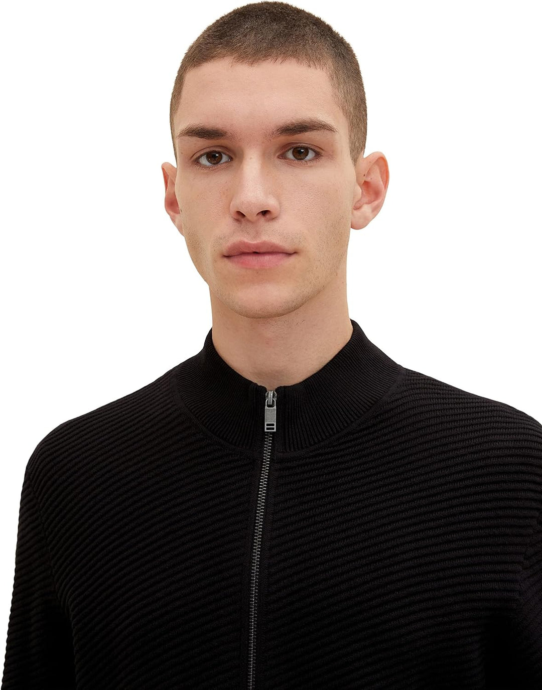 TOM TAILOR Denim Herren Strickjacke mit Stehkragen S 10903 - Anthracite Gray, S 10903 - Anthracite G
