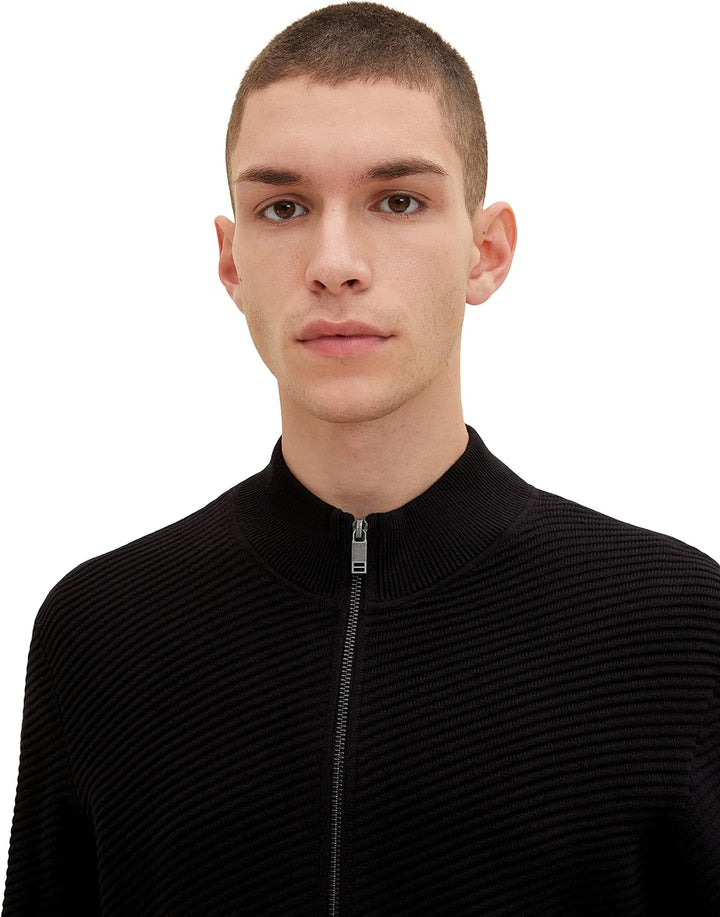 TOM TAILOR Denim Herren Strickjacke mit Stehkragen S 10903 - Anthracite Gray, S 10903 - Anthracite G