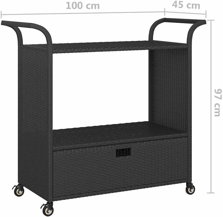 vidaXL Barwagen mit Schublade 4 Rollen Servierwagen Teewagen Küchenwagen Beistellwagen Arbeitswagen