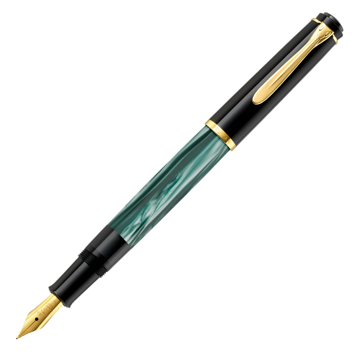 Pelikan Füllhalter Classic 200, Grün-Marmoriert, Feder M (mittel), hochwertiger Kolbenfüller im Gesc