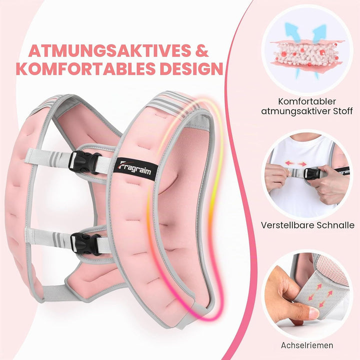 Fragraim Gewichtsweste, 6 kg/8 kg/10 kg/12 kg/16 kg Gewichtsweste für Frauen Herren mit reflektieren
