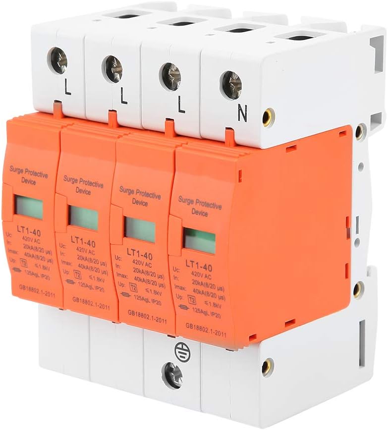 2pcs 4P Überspannungsschutz 40KA für den Haushalt 420V AC Lightning Protector Blitzschutz Surge Prot