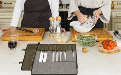 Professionelle Kochmessertasche mit schnittfestem Material, strapazierfähigem, gewachstem 16-Unzen-S