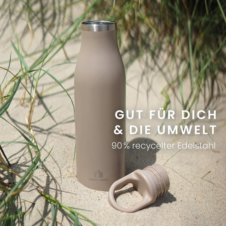 Groenenberg Trinkflasche Edelstahl 500ml oder 750ml | 100% Auslaufsicher | Thermosflasche Kohlensäur