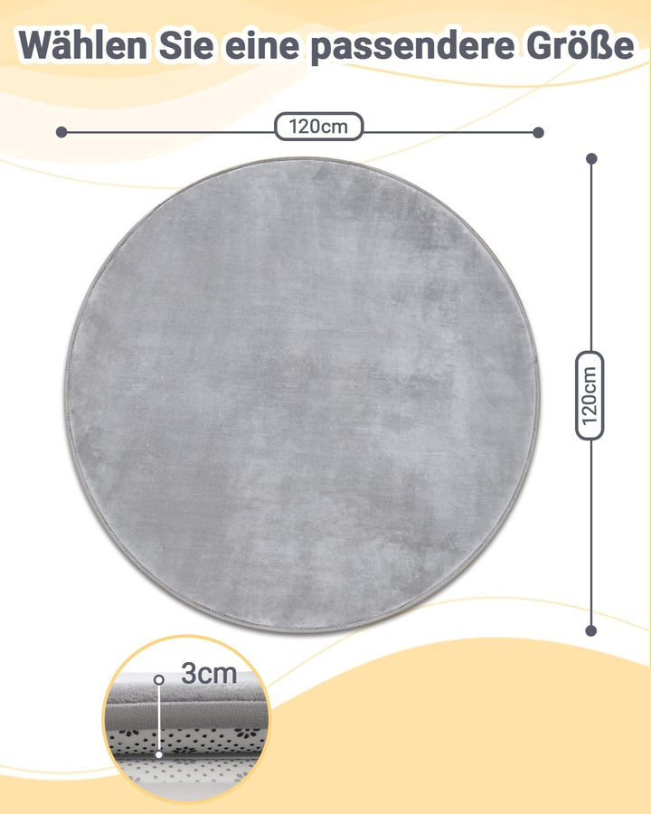 Dicke Krabbelmatte Baby Ø 120cm,Schaumfüllung Teppich Spielmatte Baby,Rutschfester Unterseite&Weiche