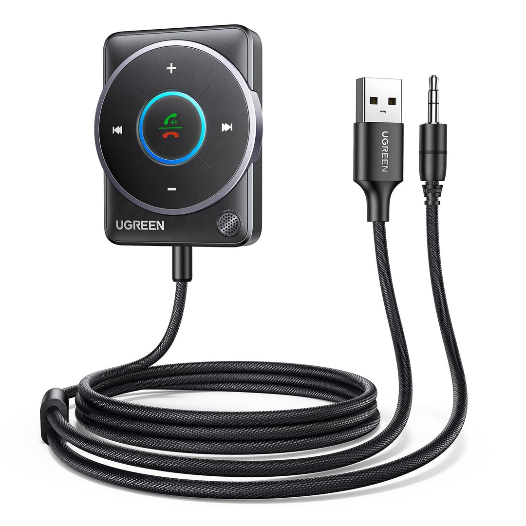 UGREEN Aux Bluetooth 5.4 Adapter Auto Bluetooth 3.5mm Klinke Empfänger Multifunktionstaste für Freis
