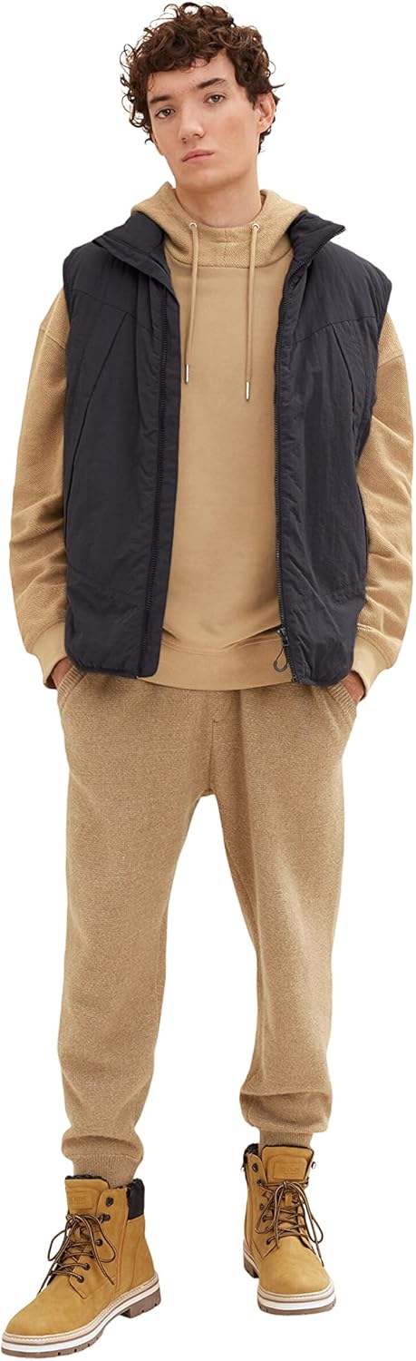 TOM TAILOR Denim Herren Hoodie mit Struktur L 12912 - Splashed Clay Beige, L 12912 - Splashed Clay B