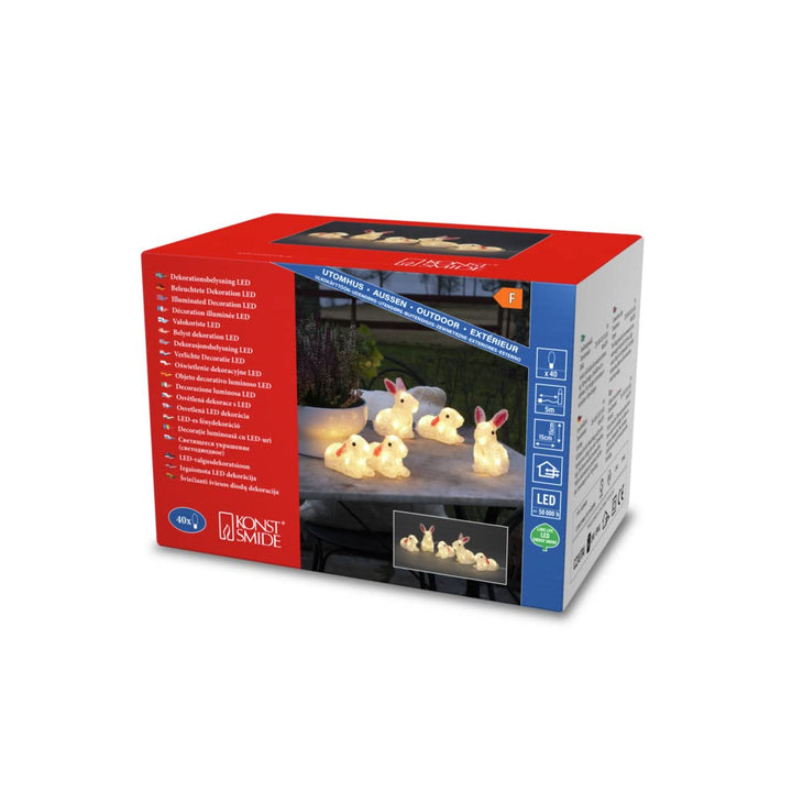 Konstsmide LED Acryl Hasen Set, Kunststoff, weiss, 5er