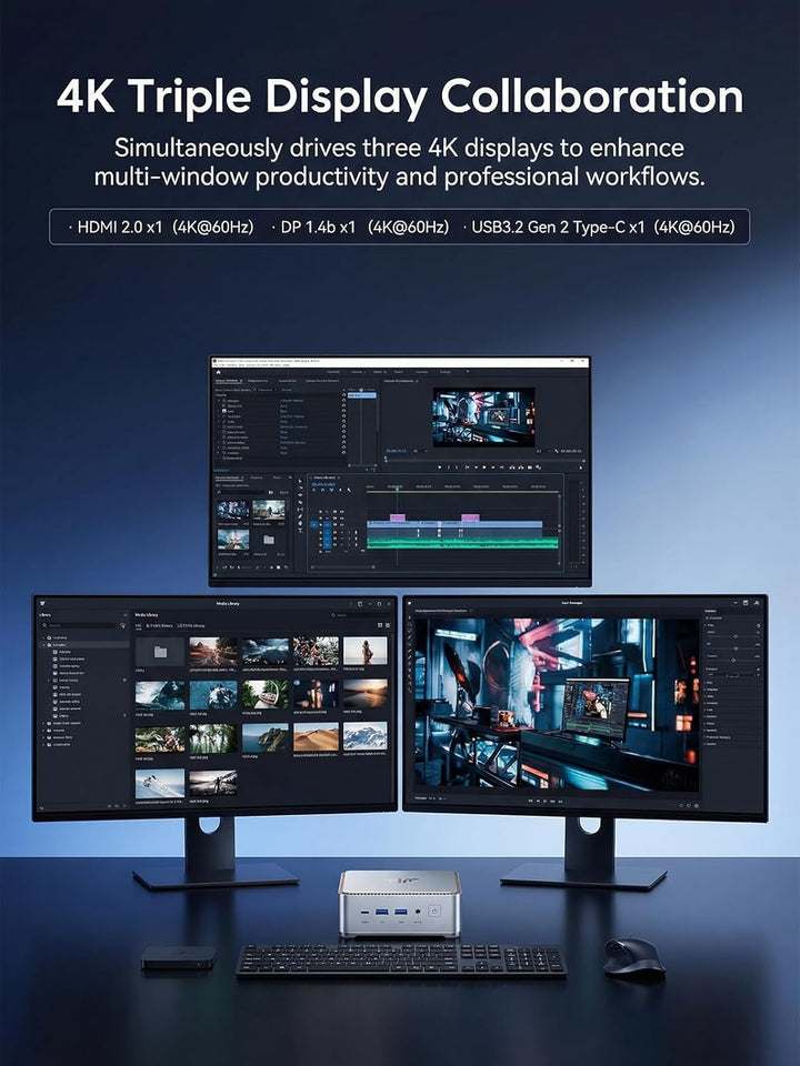 NiPoGi Hyper H2 Mini PC W-11 Pro, Ιntel Core i9-11900H(8C/16T, bis zu 4,90 GHz), 32 GB (2 x 16GB) DD