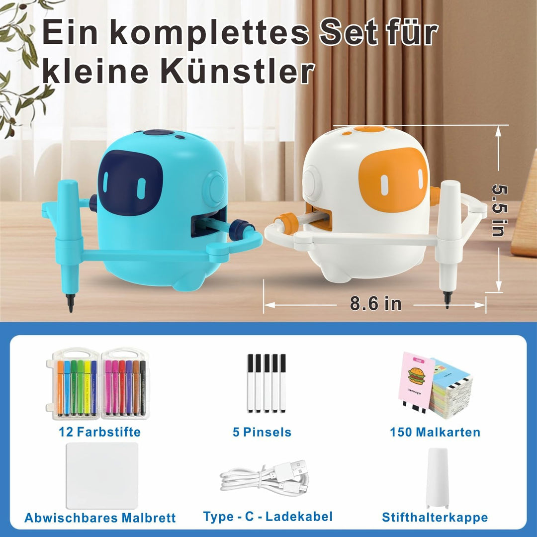 Zeichenroboter für Kinder Drawing Robot mit 150 Karten Interaction&17 Color Pens Malroboter für Kind