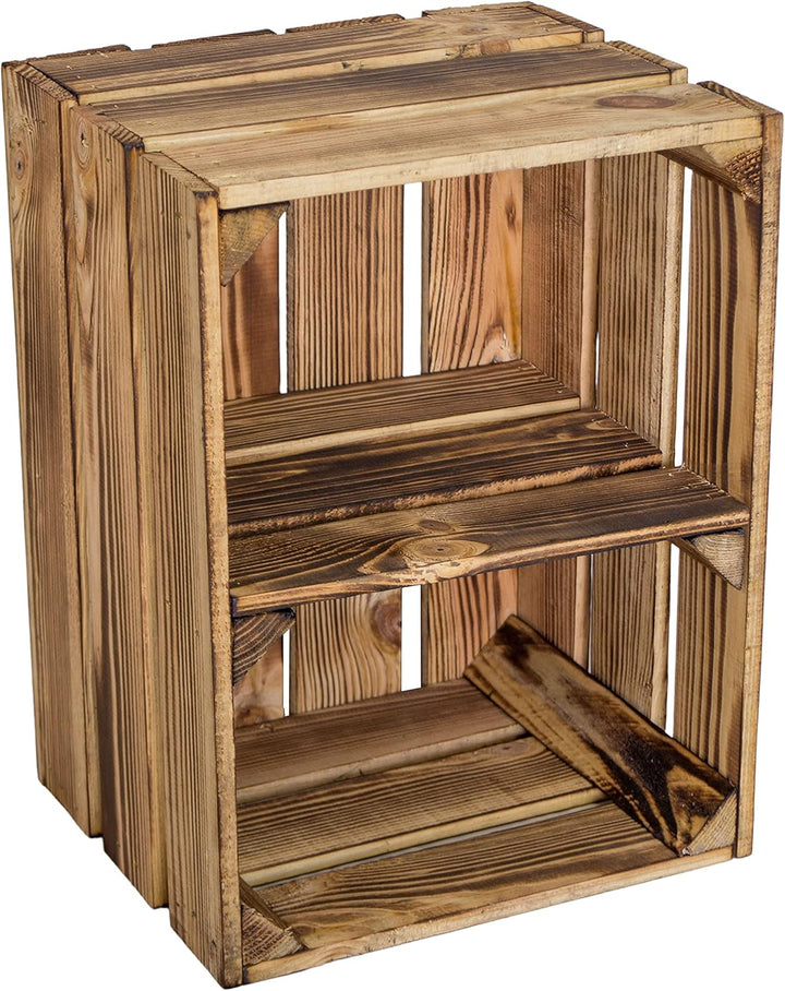 Holzkiste Bella geflammt40 x 30 x 25cm Weinablage Weinaufbewahrung Kindeschuhregal Bücherregal Ablag
