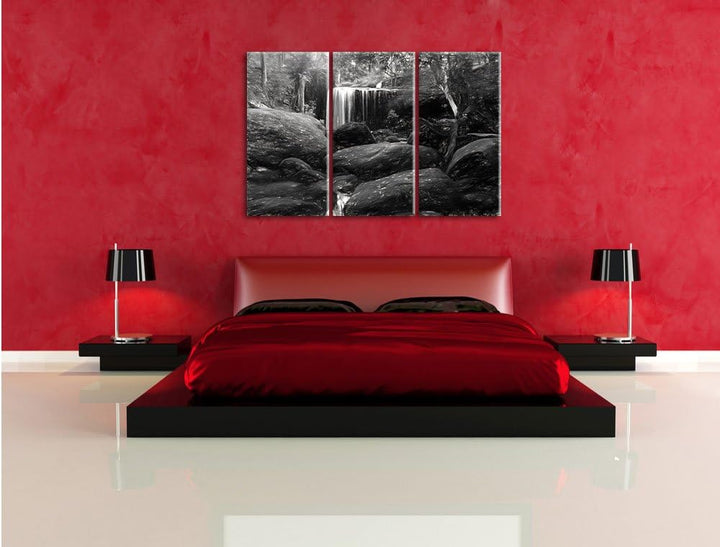 Pixxprint Regenwald in Thailand / 3-Teilig/Gesamtmass 120cm Leinwandbild bespannt auf Holzrahmen/Wan