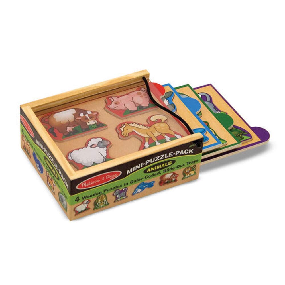 Melissa &amp; Doug 4 Mini-Holzpuzzle - Tiere Einzeln, Einzeln
