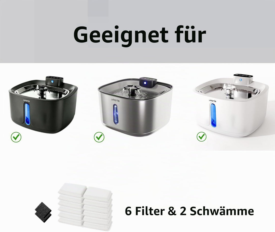 6 Filters, Katzenbrunnen Kabellos mit Bewegungsmelder, 6 Filters