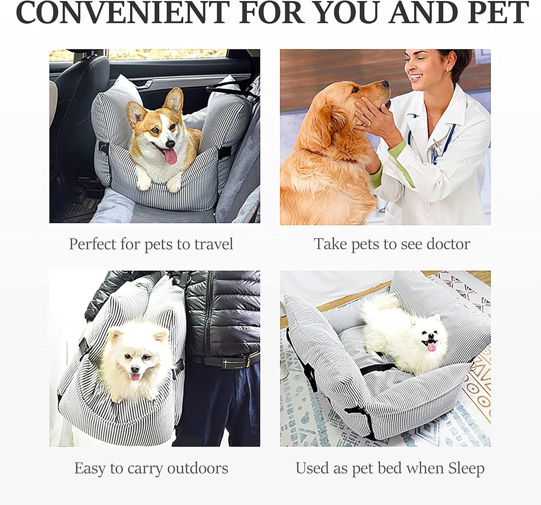 Johnear Autositz Sitzerhöhung für Mittlere Hunde 2 in 1 Hundebett Auto Reise mit 2 Taschen，geeignet