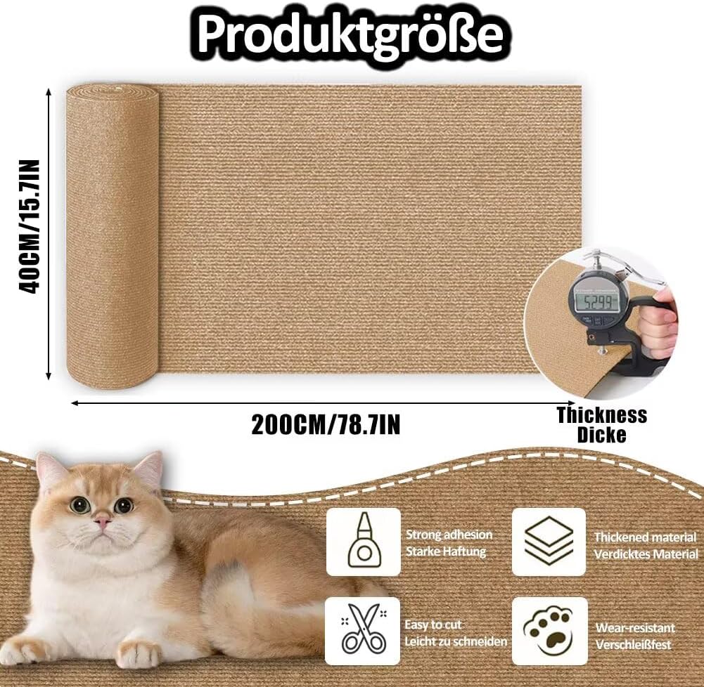 Kratzmatte Katze Selbstklebend - Kratzschutz Sofa Anti Kratz Folie Kratzwand für Katzen Frei DIY Ges
