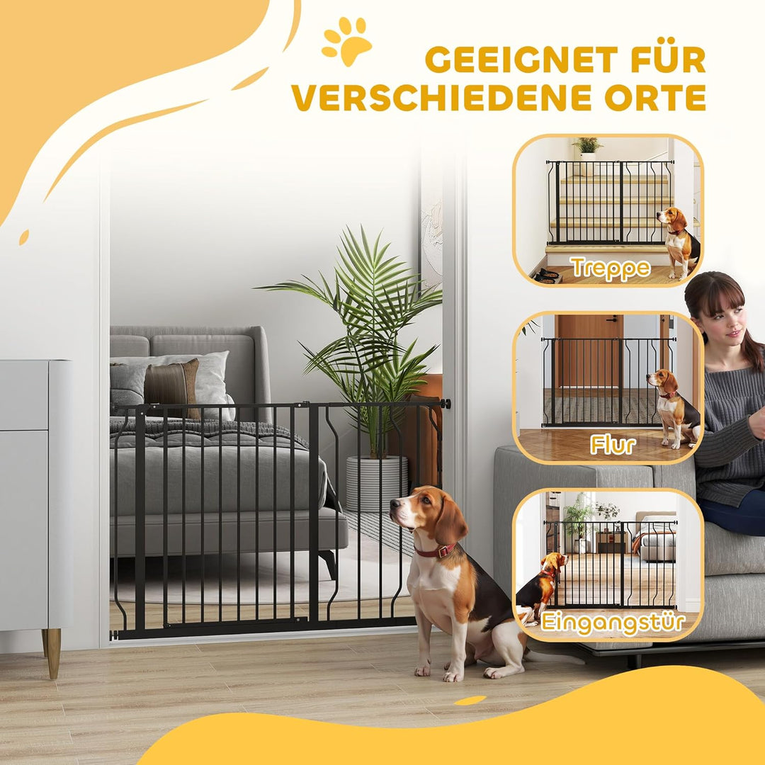 PawHut Hunde Türschutzgitter Treppenschutzgitter, 75-115 cm Hunde Türgitter, Baby Türgitter, Klemmgi