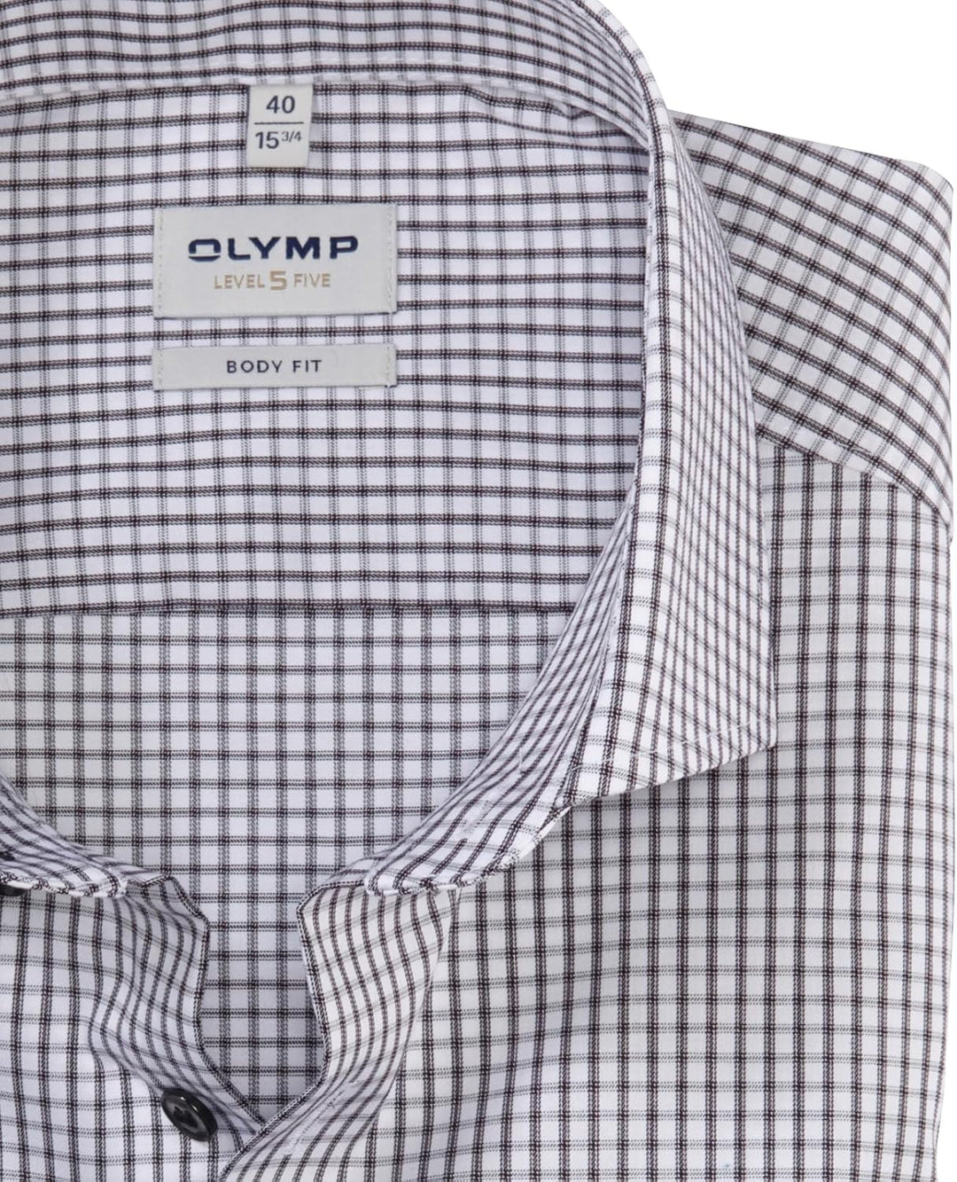 OLYMP Herren Businesshemd Langarm Level Five,Gitter Karo,Body fit,Royal Kent 38 Schwarz 68, 38 Schwa