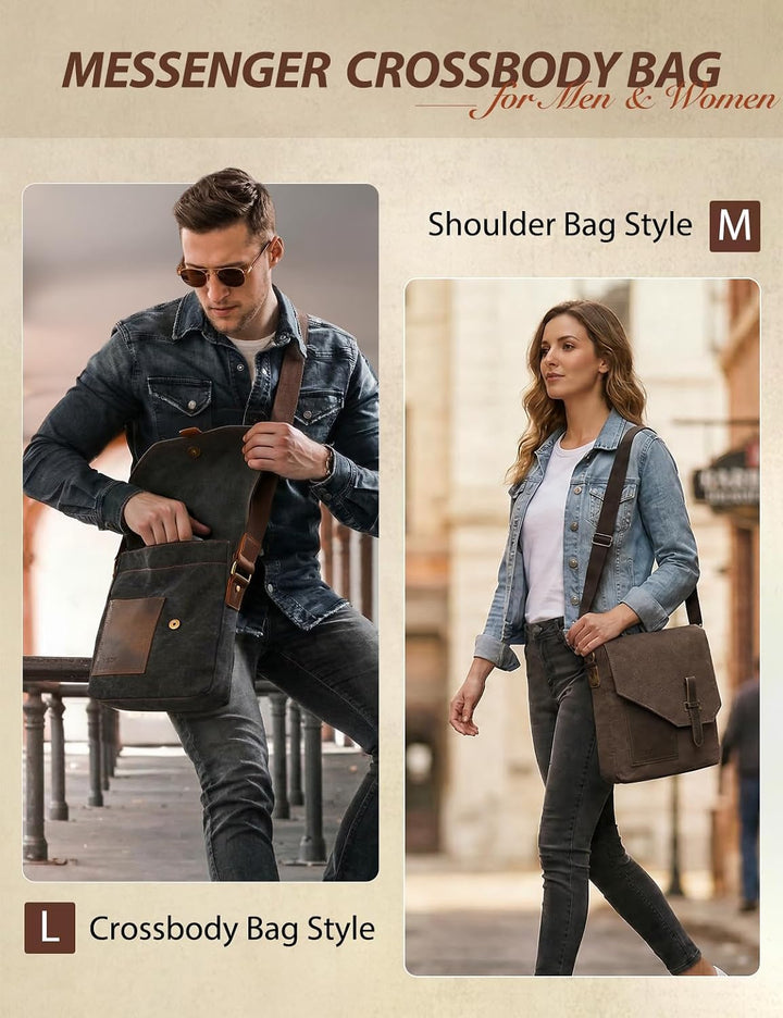 VASCHY Klein Umhängetasche Herren mit RFID-Schutz,Vintage Messenger Bag Herrentasche Schultertasche