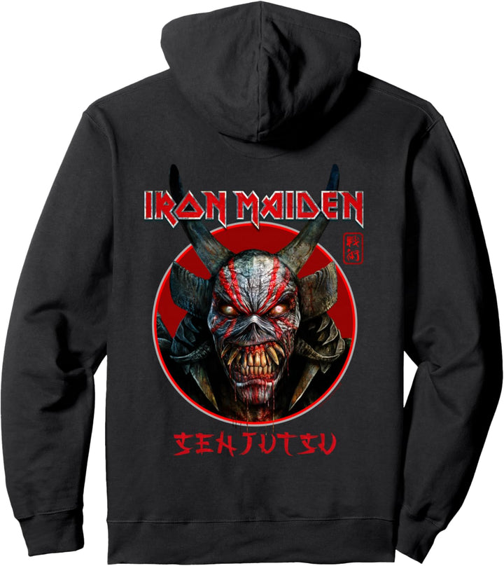 Iron Maiden – Senjutsu-Logo Eddie Gesicht Kreis vorne hinten Pullover Hoodie