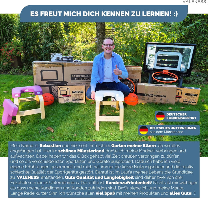 VALENESS® Yoga Kopfstandhocker - Hochwertiger Yoga Hocker inkl. Yogagurt, Yogablock &amp; Übungsposter -
