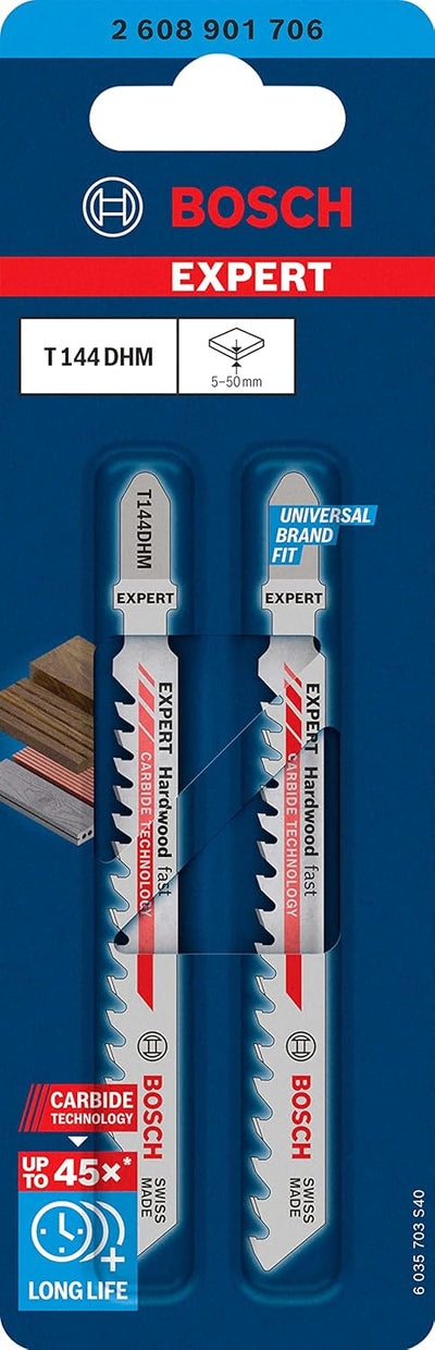 Bosch 2x Expert ‘Hardwood Fast’ T 144 DHM Stichsägeblatt (für Hartholz, WPC Holz-Kunststoff-Verbunds