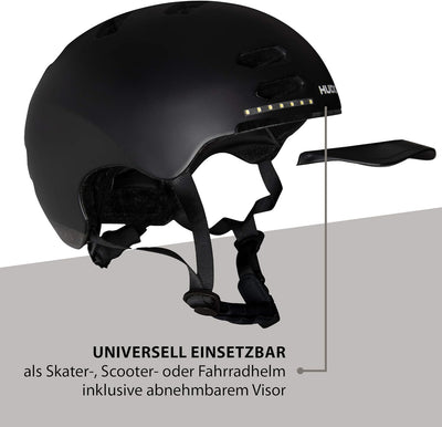 HUDORA Skaterhelm LED, schwarz M (55-58 cm) Schwarz, M (55-58 cm) Schwarz