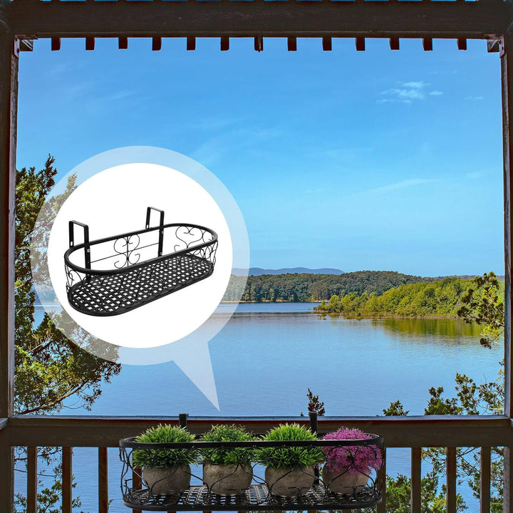 Balkon Hängender Blumentopfhalter aus Eisen Pflanzenregal Geländer Pflanzentopfständer für Garten Ba