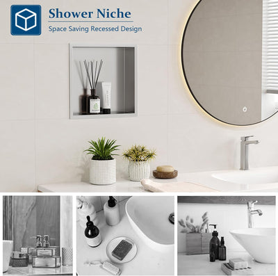 Neodrain Wandnische Dusche Edelstahl Einzelregal Lagerung für Badezimmer, Eingebettete Duschnische 3